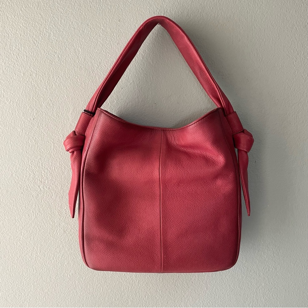 Frye | Cupid Red Leather Nora Knotted Hobo Bag - Picture 3 of 12